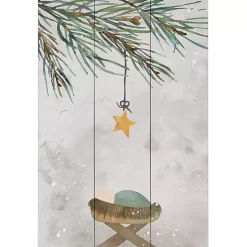 Christmas Art & Wall Decor>Kirklands Home Manger Star Wood Art Print Gray
