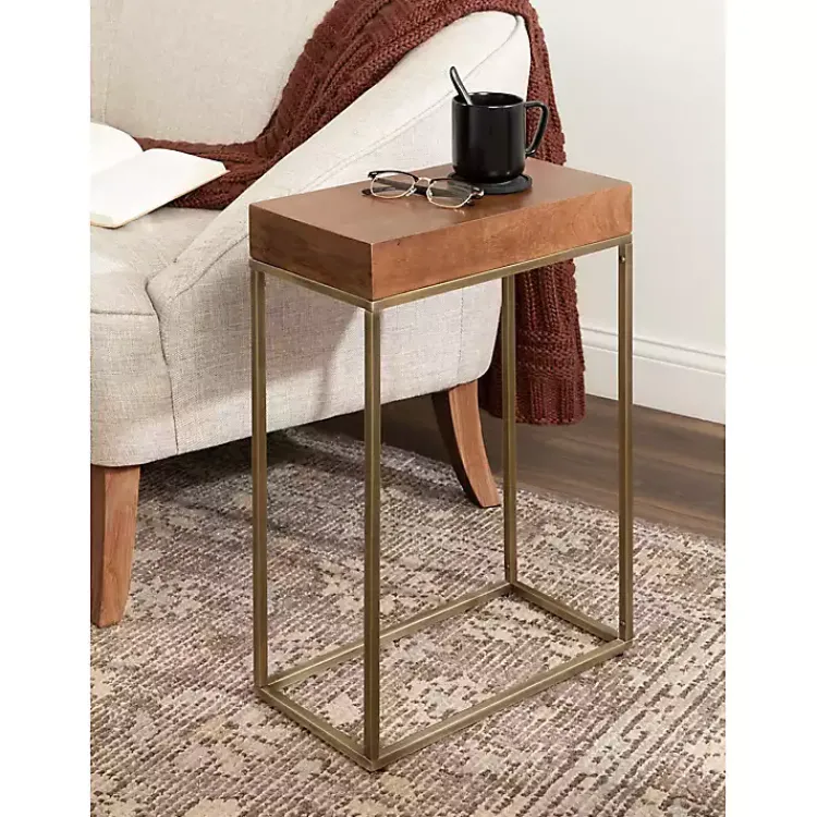 Kirklands Home Mango Wood & Slim Karlsen Accent Table Gold