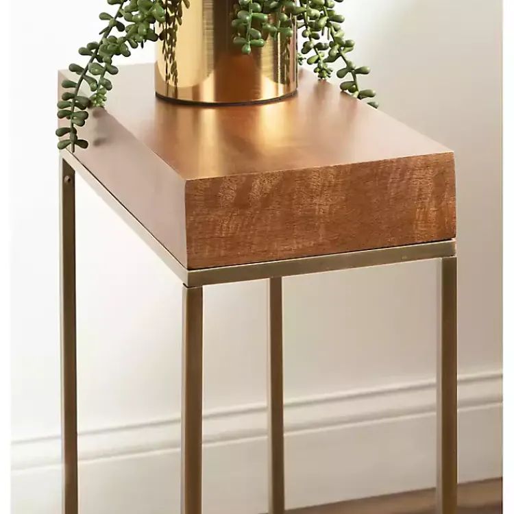 Kirklands Home Mango Wood & Slim Karlsen Accent Table Gold