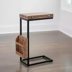 Kirklands Home Mango Wood and Iron Extendable C-Table Brown Best