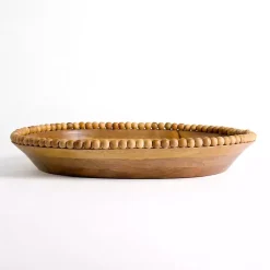 Decorative Bowls & Jars>Kirklands Home Mango Wood Beaded Oval Bowl, 19x23 Brown
