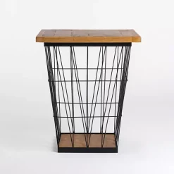 Kirklands Home Mango Wood Storage Basket Side Table Sale