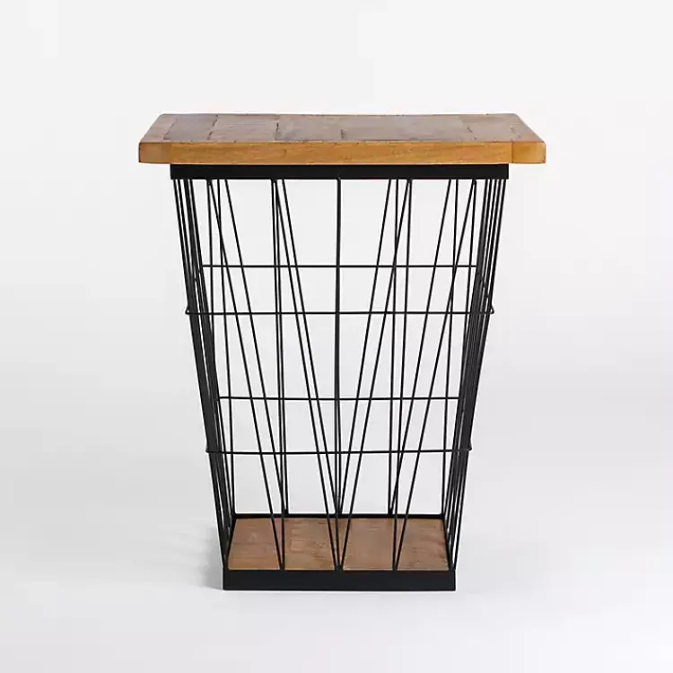 Kirklands Home Mango Wood Storage Basket Side Table Sale
