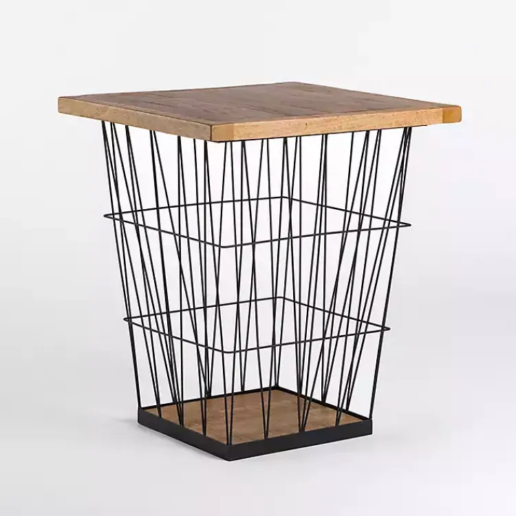 Kirklands Home Mango Wood Storage Basket Side Table Sale