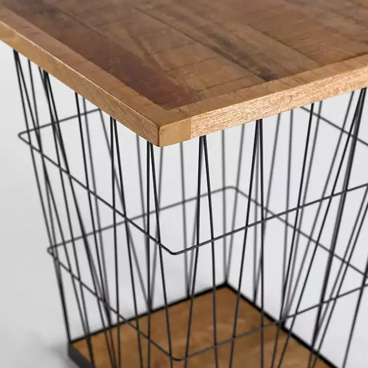 Kirklands Home Mango Wood Storage Basket Side Table Sale