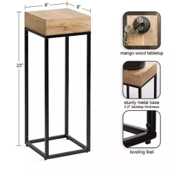 Kirklands Home Mango Wood Tabletop Square Side Table Tan Outlet