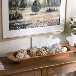 Decorative Bowls & Jars>Kirklands Home Mango Wood Trough Bowl Brown