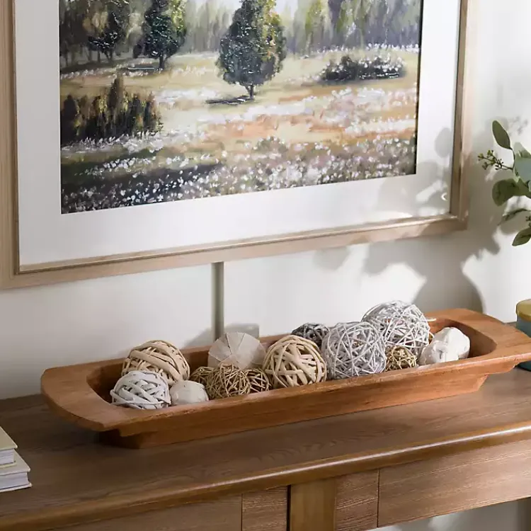 Decorative Bowls & Jars>Kirklands Home Mango Wood Trough Bowl Brown