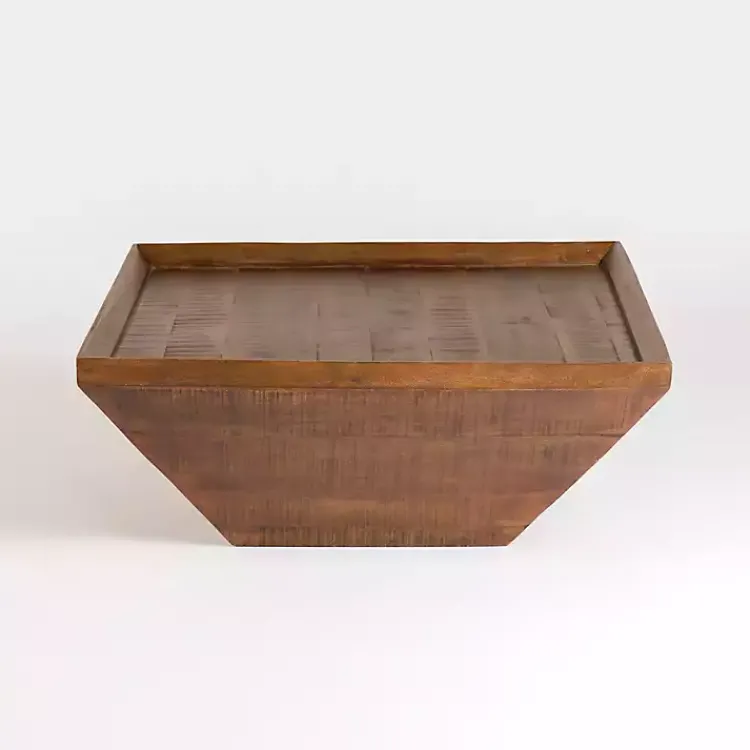 Kirklands Home Mango Wood Walnut Angled Square Coffee Table Brown New