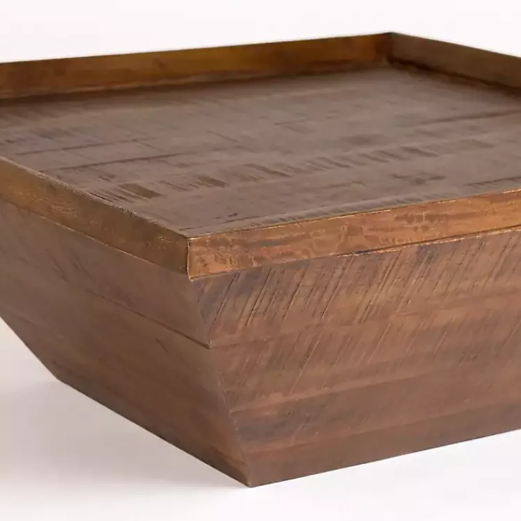 Kirklands Home Mango Wood Walnut Angled Square Coffee Table Brown New