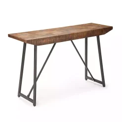 Kirklands Home Mango Wood Willow Parquet Sofa Table Tan Sale