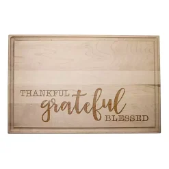 Kirklands Home Maple Wood Thankful Grateful Blessed Cutting Board Tan Hot