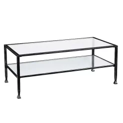 Kirklands Home Mara Glass and Metal Coffee Table Black Hot