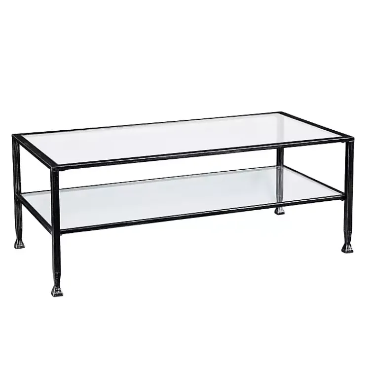 Kirklands Home Mara Glass and Metal Coffee Table Black Hot
