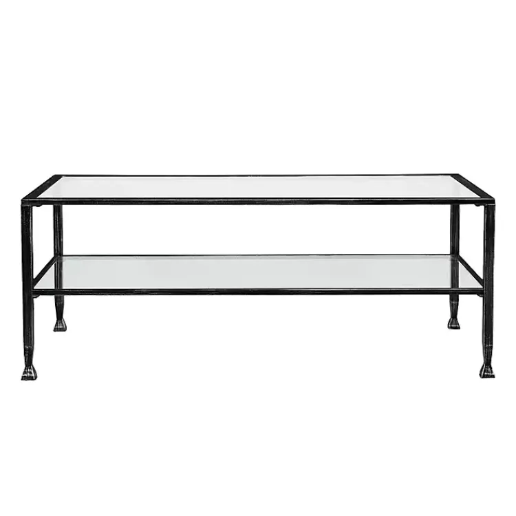 Kirklands Home Mara Glass and Metal Coffee Table Black Hot