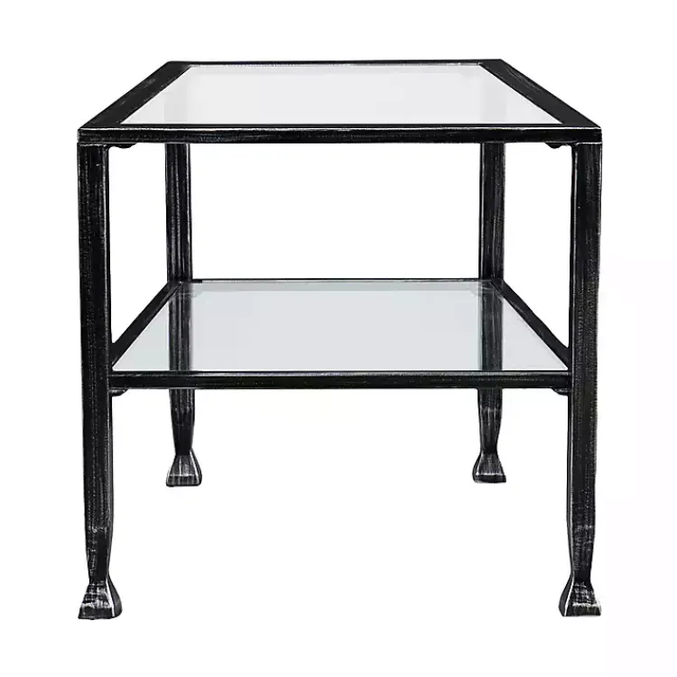 Kirklands Home Mara Glass and Metal Coffee Table Black Hot