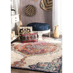 Kirklands Home Mara Vintage Medallion Area Rug, 5x8 Multi Clearance