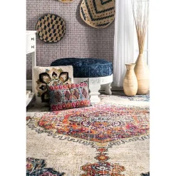 Kirklands Home Mara Vintage Medallion Area Rug, 5x8 Multi Clearance