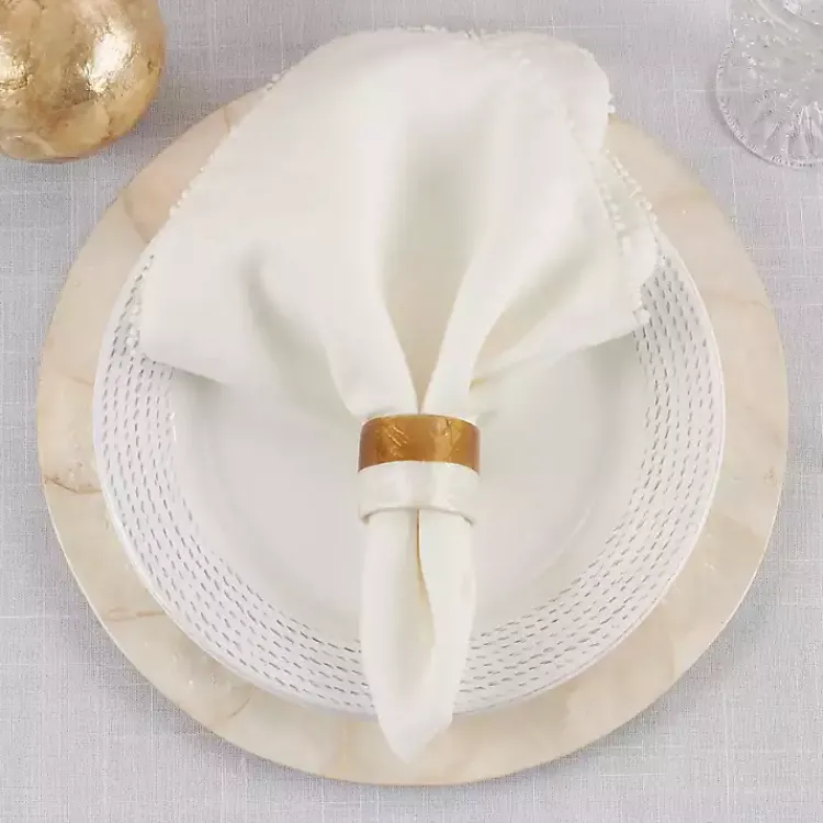 Kirklands Home Marble and Wood Two Tone 4-pc. Napkin Ring Set