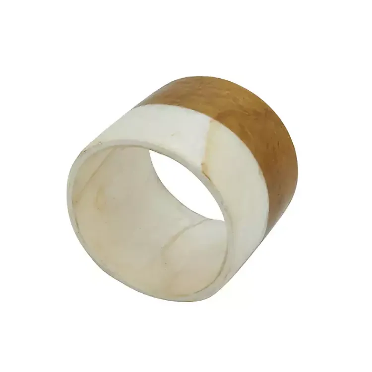 Kirklands Home Marble and Wood Two Tone 4-pc. Napkin Ring Set