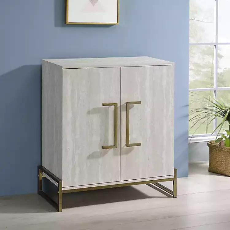 Kirklands Home Marble Finish Gold Handle Storage Cabinet Online