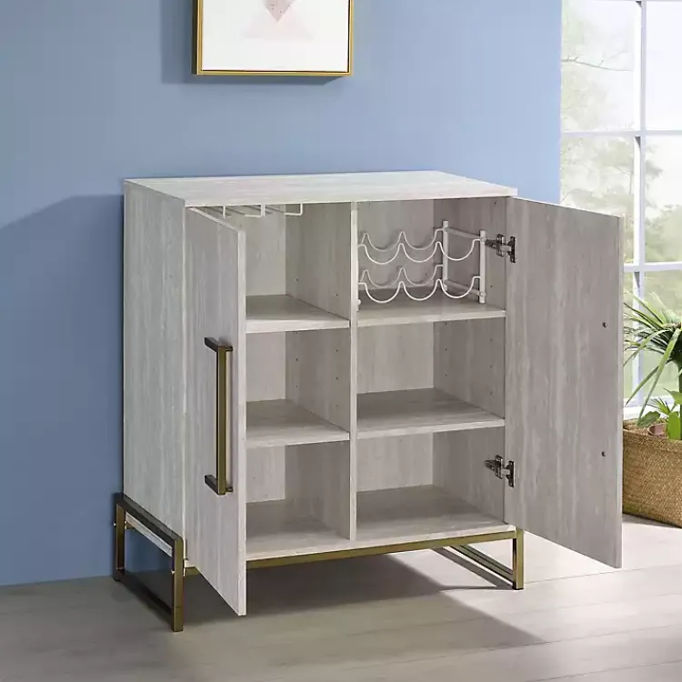 Kirklands Home Marble Finish Gold Handle Storage Cabinet Online