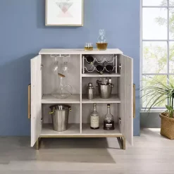 Kirklands Home Marble Finish Gold Handle Storage Cabinet Online