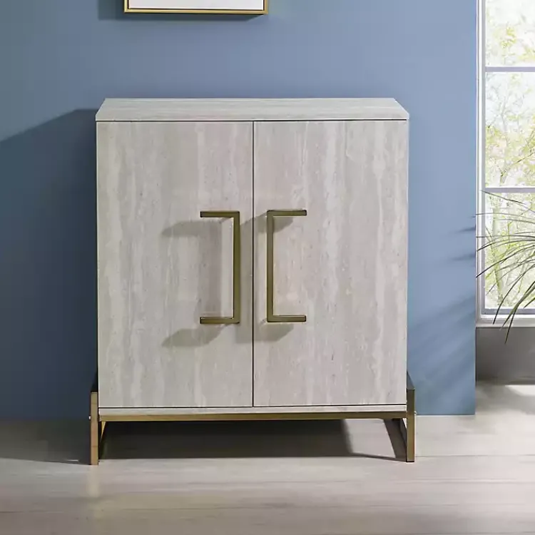 Kirklands Home Marble Finish Gold Handle Storage Cabinet Online