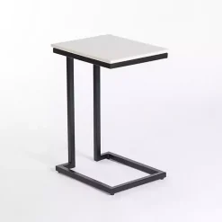Kirklands Home Marble Modern Black Metal C-Table White Sale