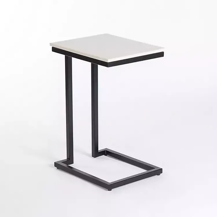 Kirklands Home Marble Modern Black Metal C-Table White Sale