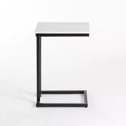 Kirklands Home Marble Modern Black Metal C-Table White Sale