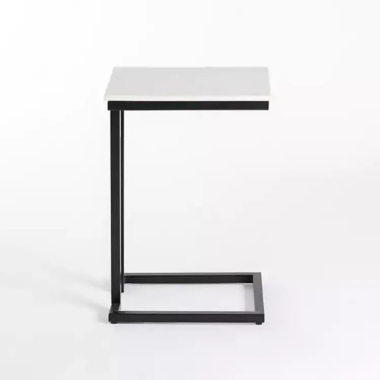 Kirklands Home Marble Modern Black Metal C-Table White Sale