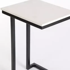 Kirklands Home Marble Modern Black Metal C-Table White Sale