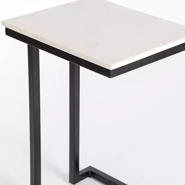 Kirklands Home Marble Modern Black Metal C-Table White Sale
