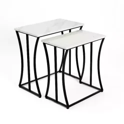 Kirklands Home Marble Nesting Accent Tables, Set of 2 White Hot