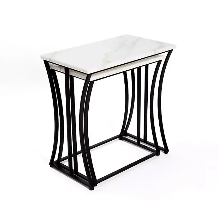 Kirklands Home Marble Nesting Accent Tables, Set of 2 White Hot