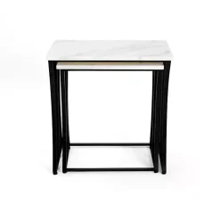 Kirklands Home Marble Nesting Accent Tables, Set of 2 White Hot