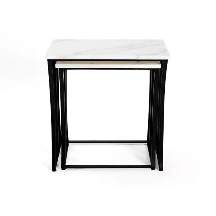 Kirklands Home Marble Nesting Accent Tables, Set of 2 White Hot