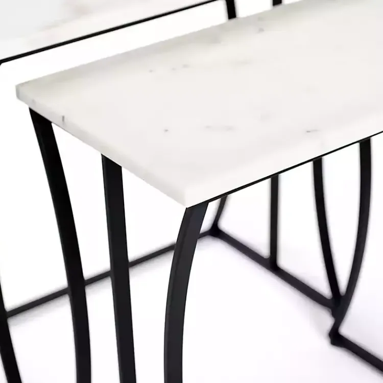 Kirklands Home Marble Nesting Accent Tables, Set of 2 White Hot