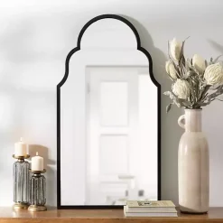 Kirklands Home Maria Metal Arch Wall Mirror Black Outlet