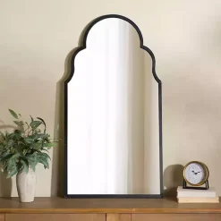 Kirklands Home Maria Metal Arch Wall Mirror Black Outlet
