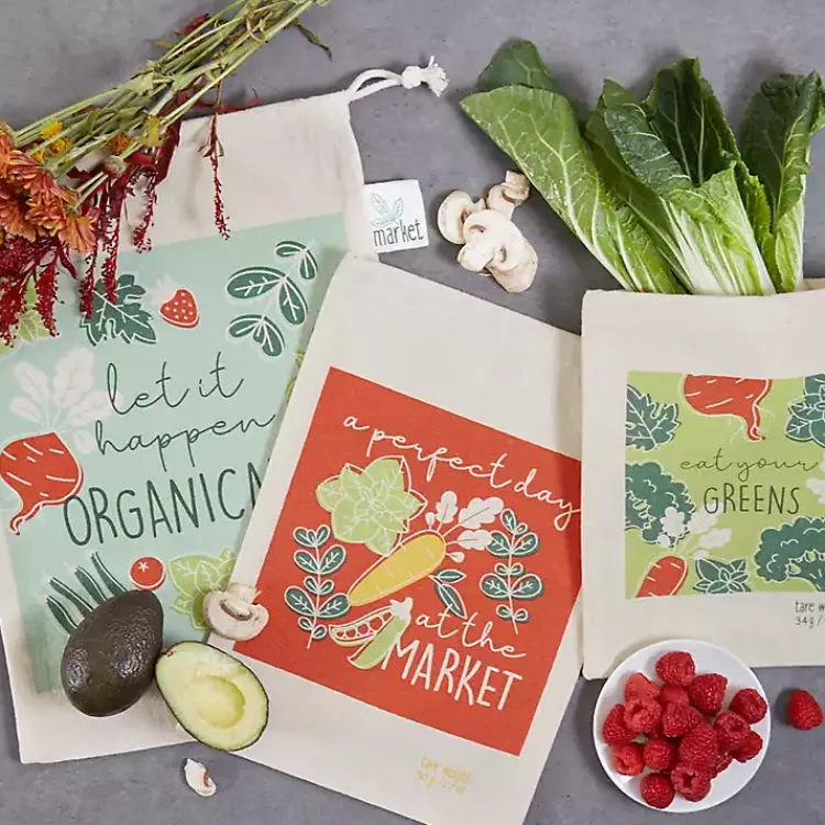 Kirklands Home Market Veggies Produce Bags, Set of 3 Discount