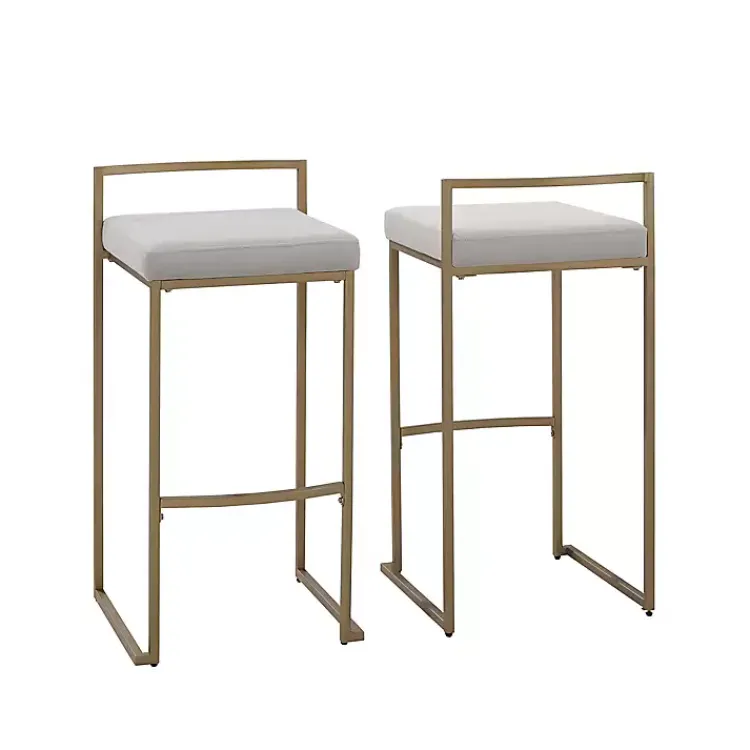 Kirklands Home Marley and Gold Bar Stools, Set of 2 Gray New