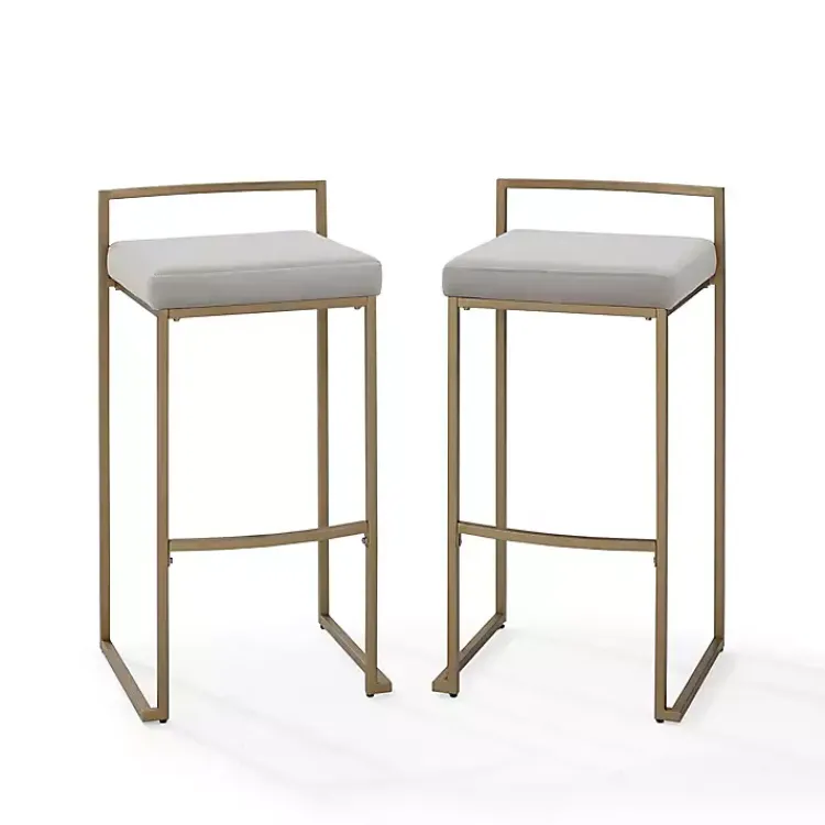 Kirklands Home Marley and Gold Bar Stools, Set of 2 Gray New
