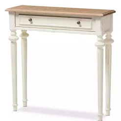 Kirklands Home Marquetterie Whitewashed Oak Top Console Table Outlet