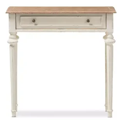 Kirklands Home Marquetterie Whitewashed Oak Top Console Table Outlet