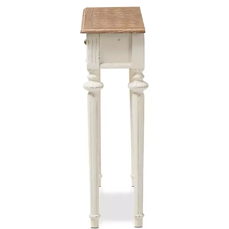 Kirklands Home Marquetterie Whitewashed Oak Top Console Table Outlet
