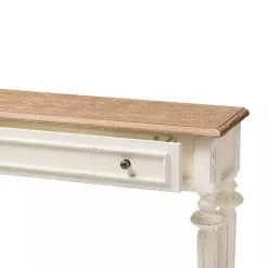 Kirklands Home Marquetterie Whitewashed Oak Top Console Table Outlet