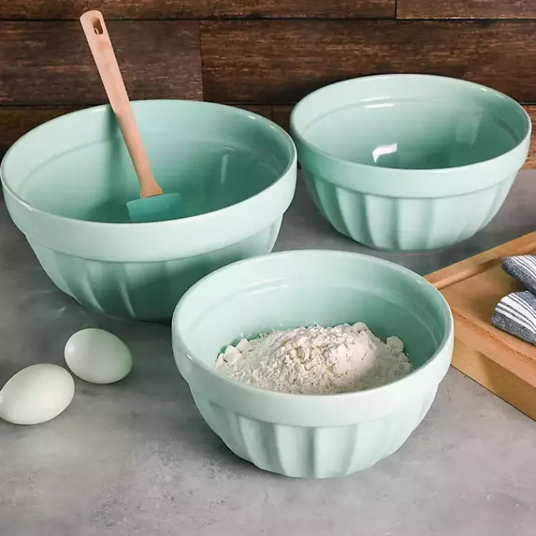 Kirklands Home Martha Stewart Mint Stoneware Bowls, Set of 3 Blue Sale
