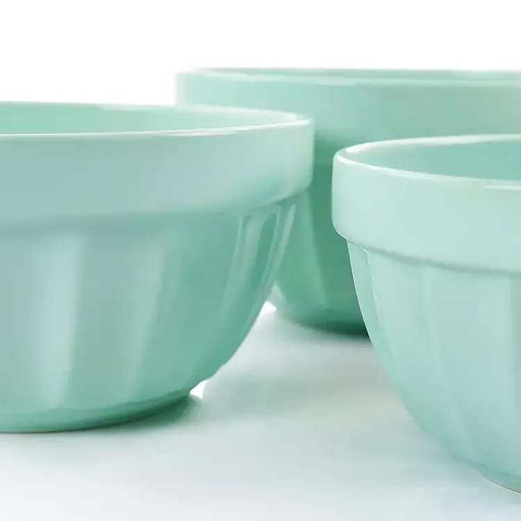 Kirklands Home Martha Stewart Mint Stoneware Bowls, Set of 3 Blue Sale